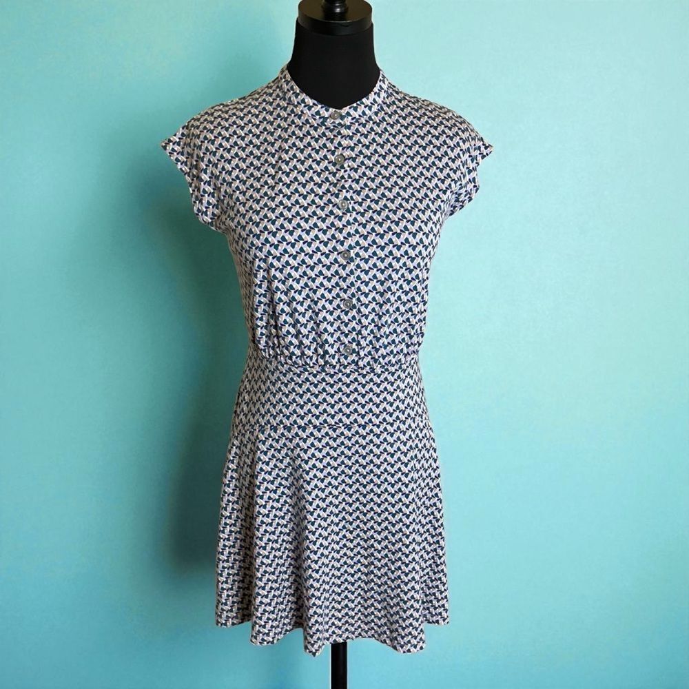 Boden Shirt Dress Button Down Patterned Mini Size 4